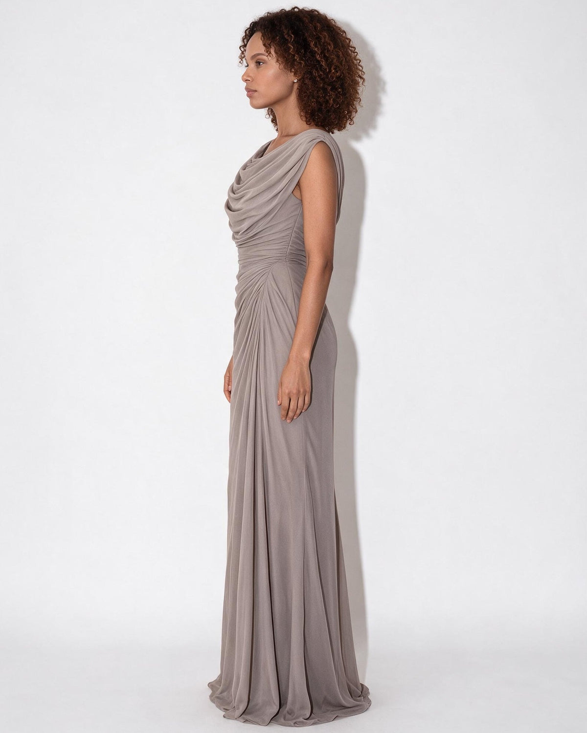 Cowl Neck Draped Maxi Dress