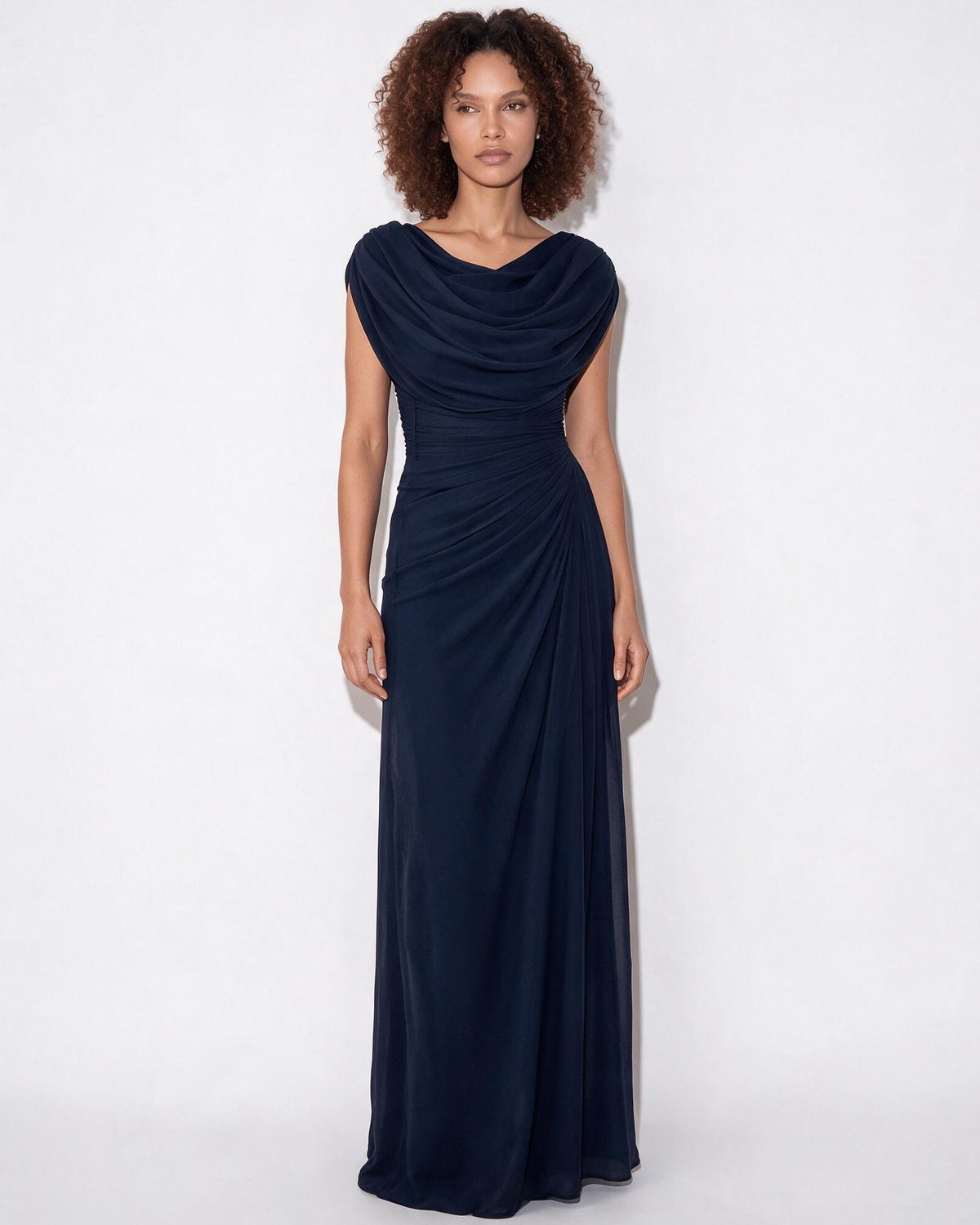 Cowl Neck Draped Maxi Dress