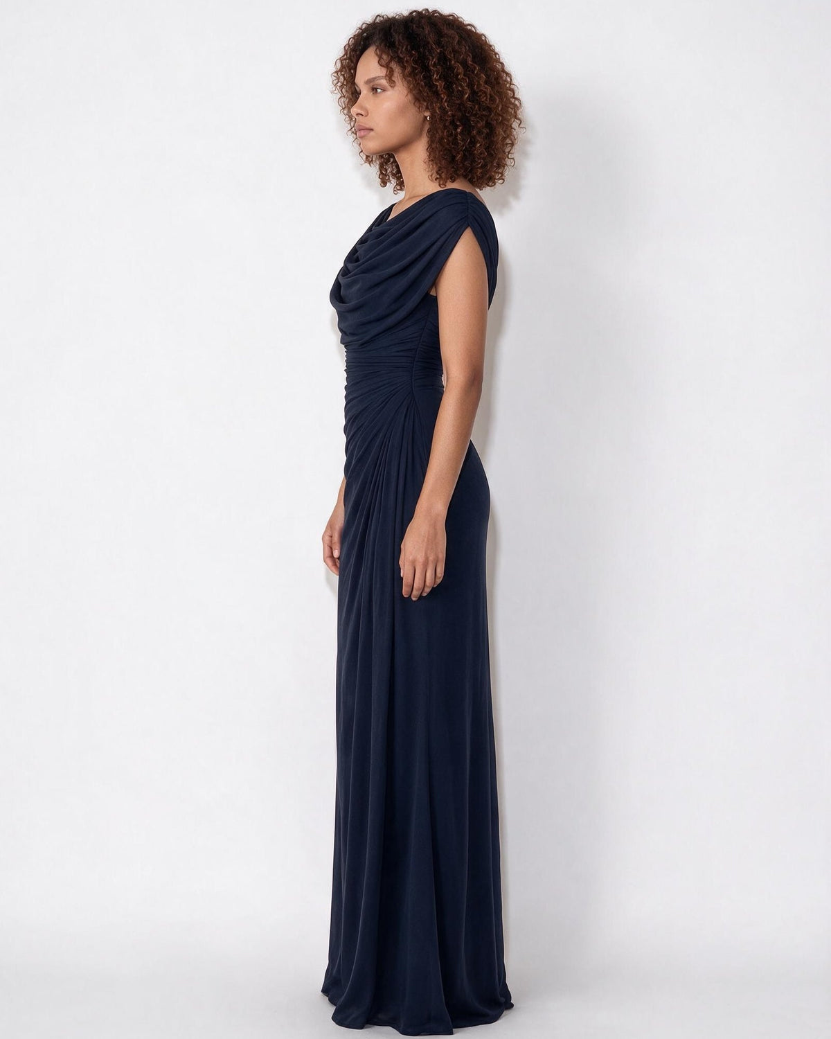 Cowl Neck Draped Maxi Dress
