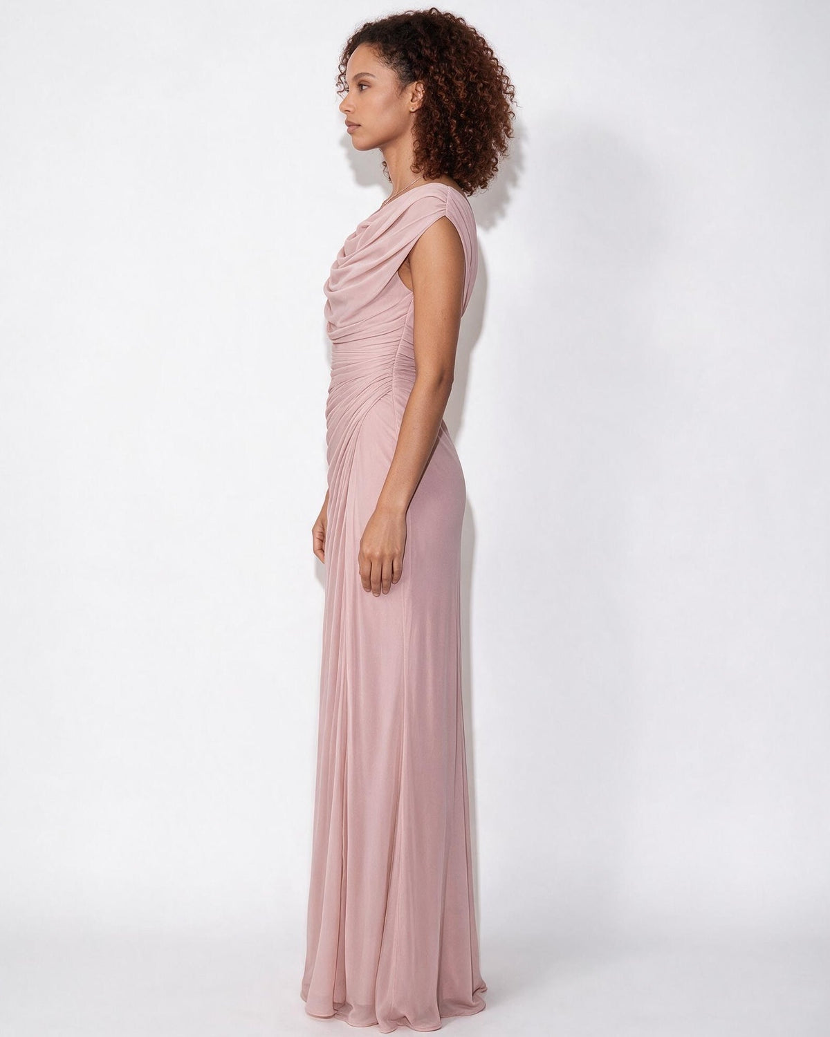 Cowl Neck Draped Maxi Dress