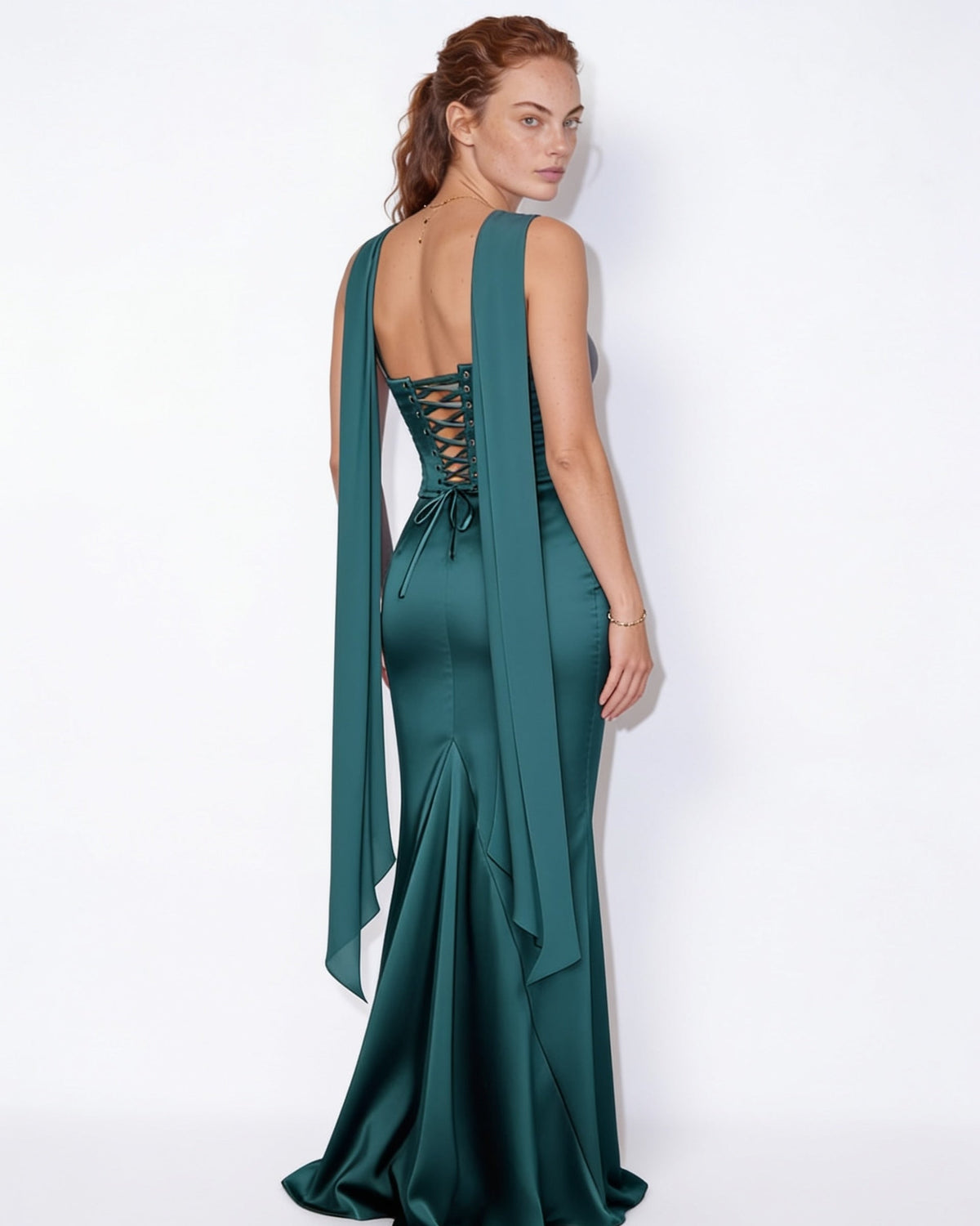 Halter-Tie Draped Corset Gown
