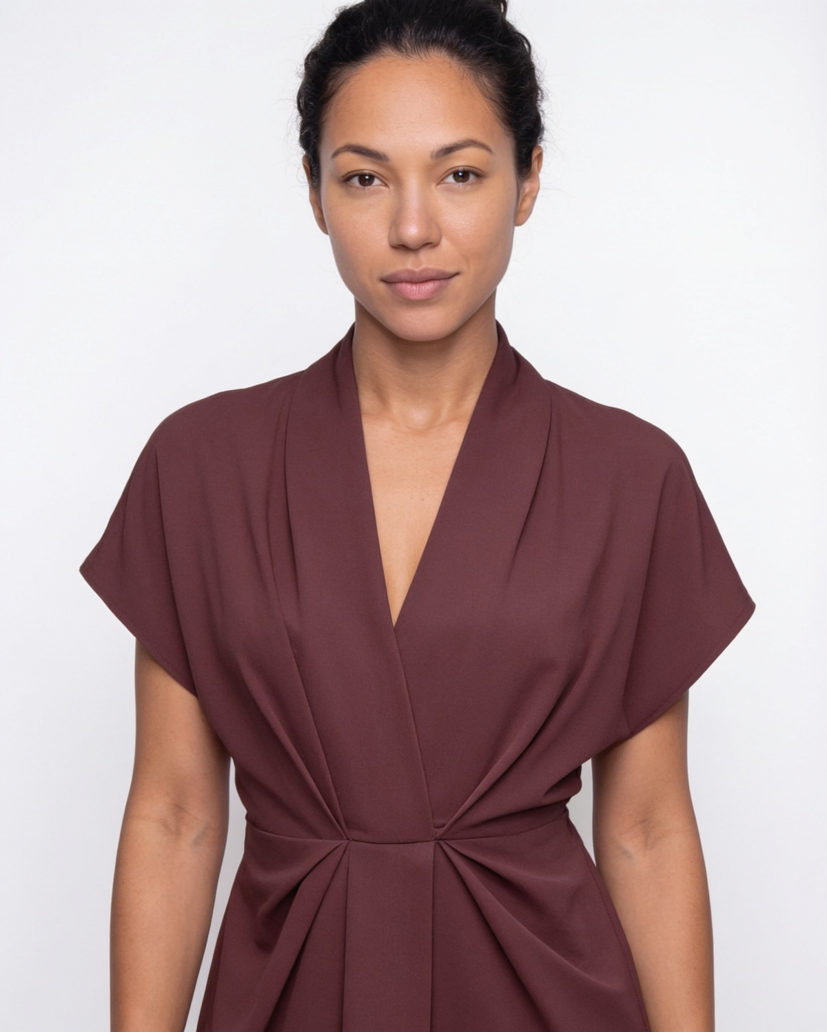 Draped Wrap Midi Dress