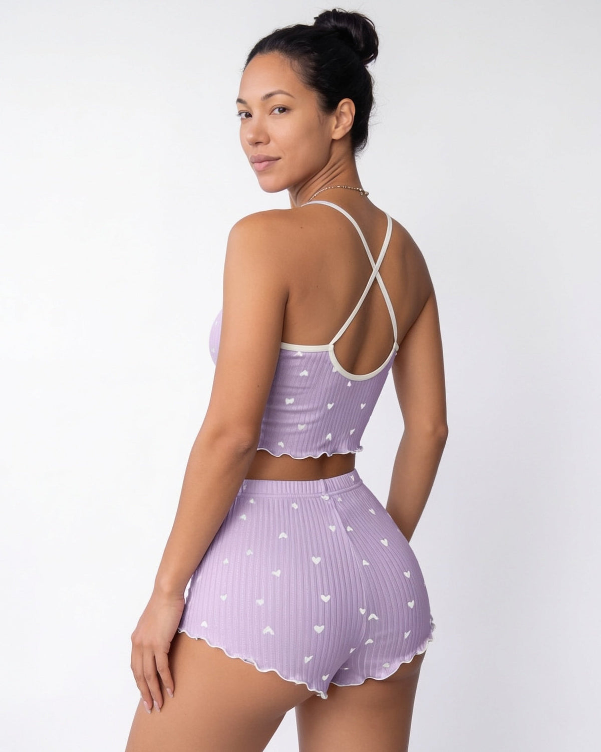 Heart Print Bow-Tie Pyjamas