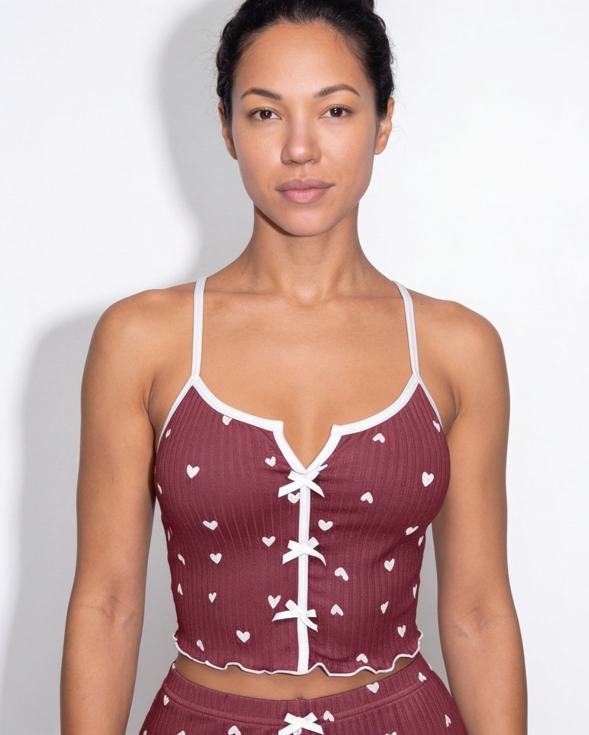Heart Print Bow-Tie Pyjamas