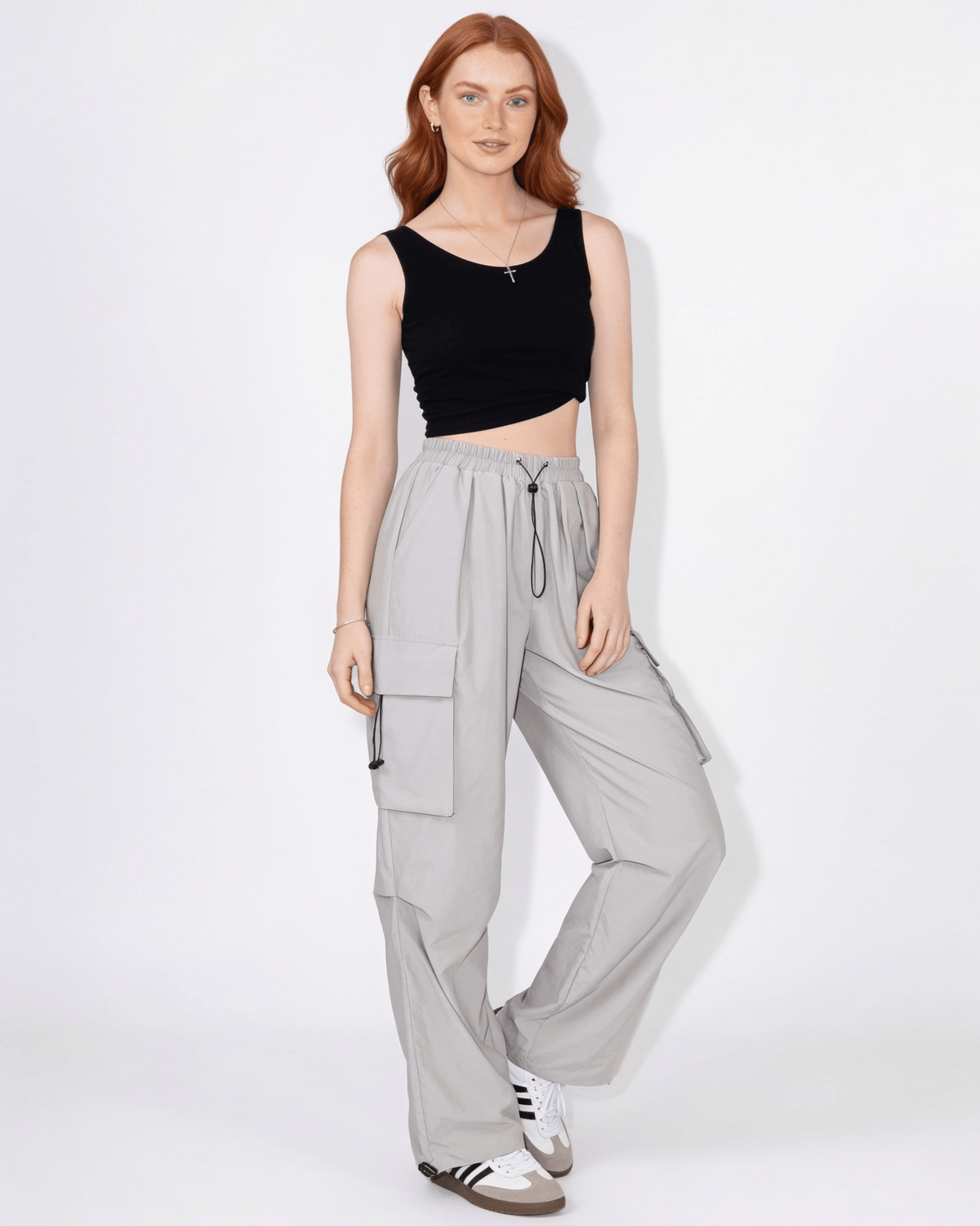 Ruched Parachute Cargo Trousers