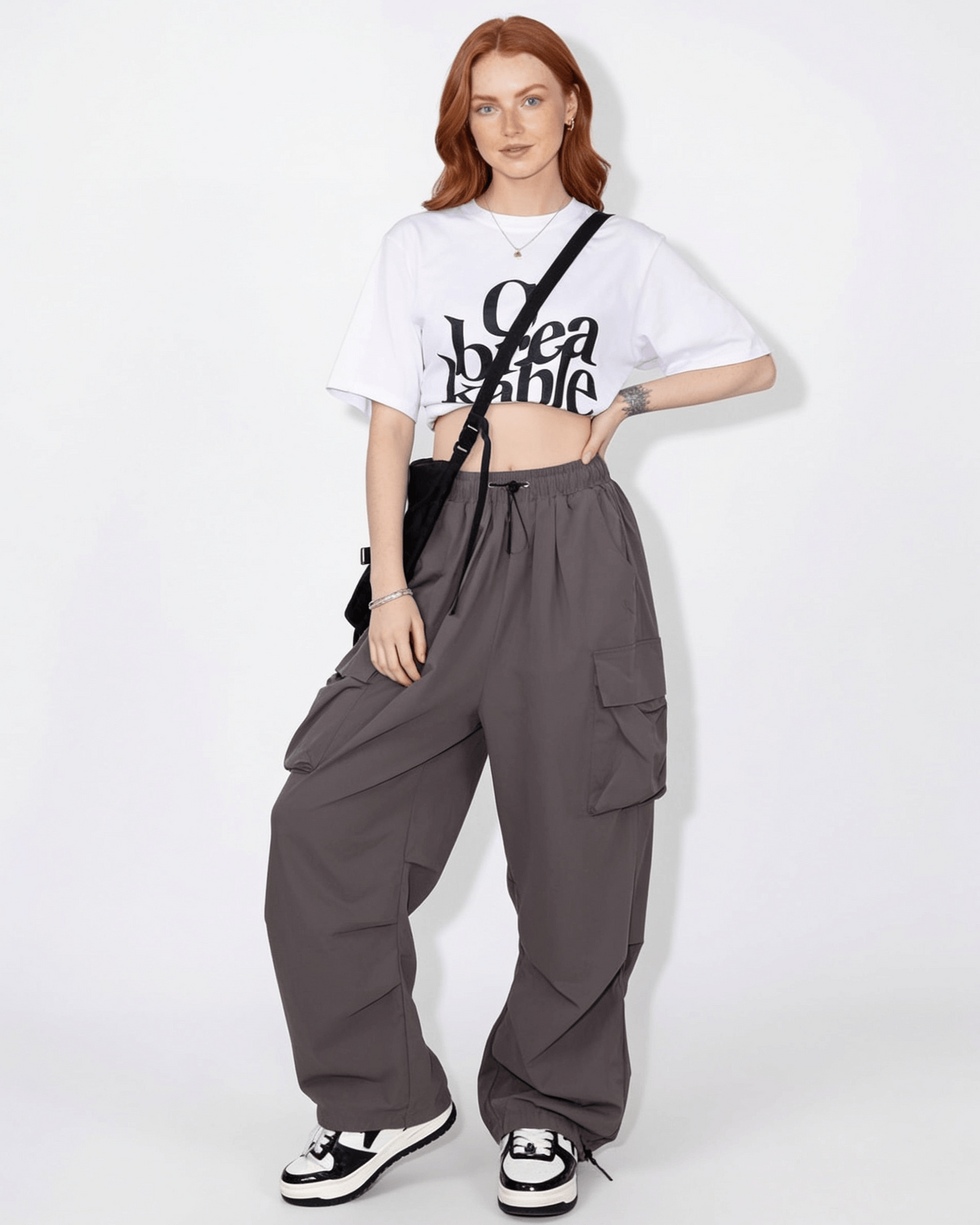 Ruched Parachute Cargo Trousers