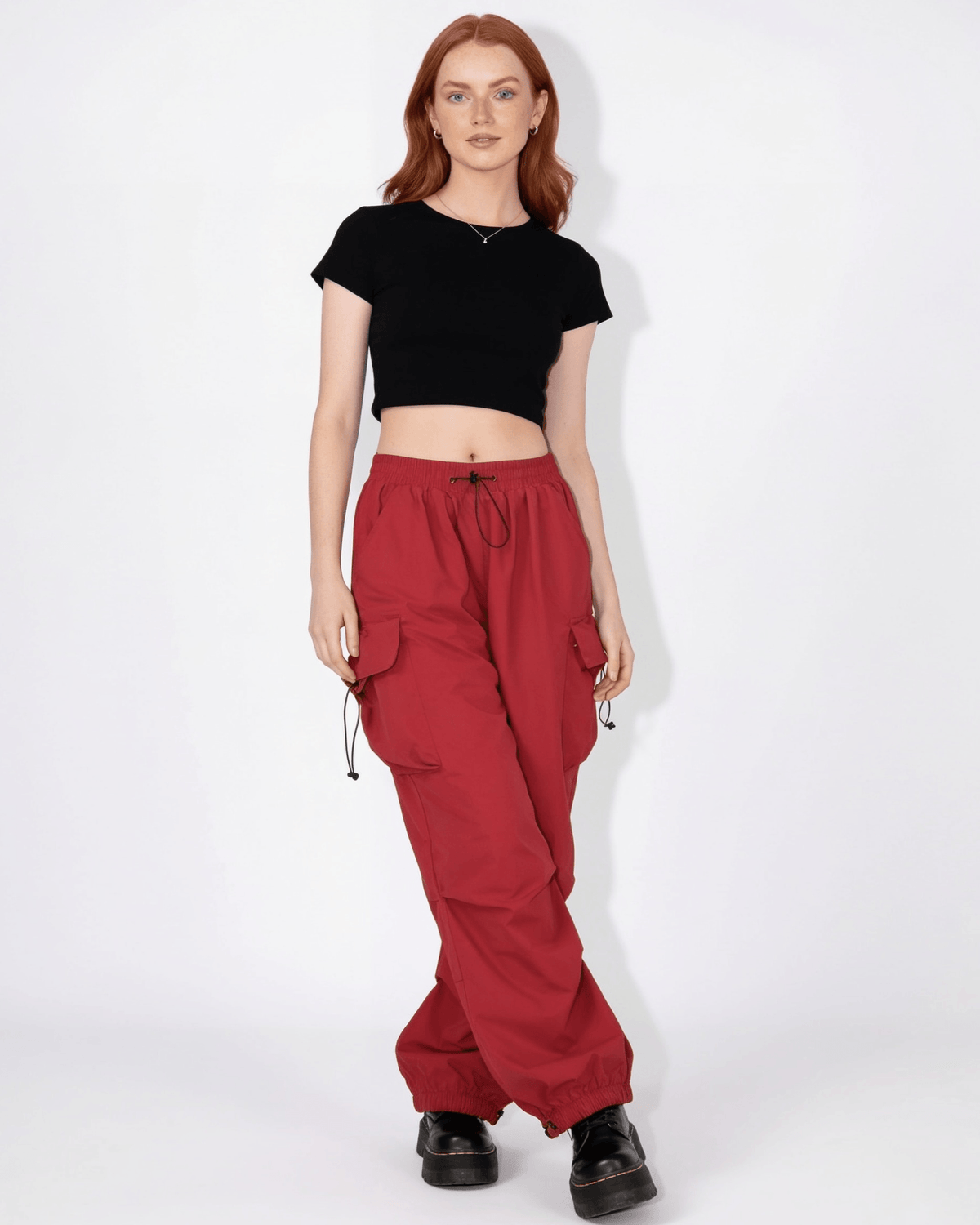 Ruched Parachute Cargo Trousers