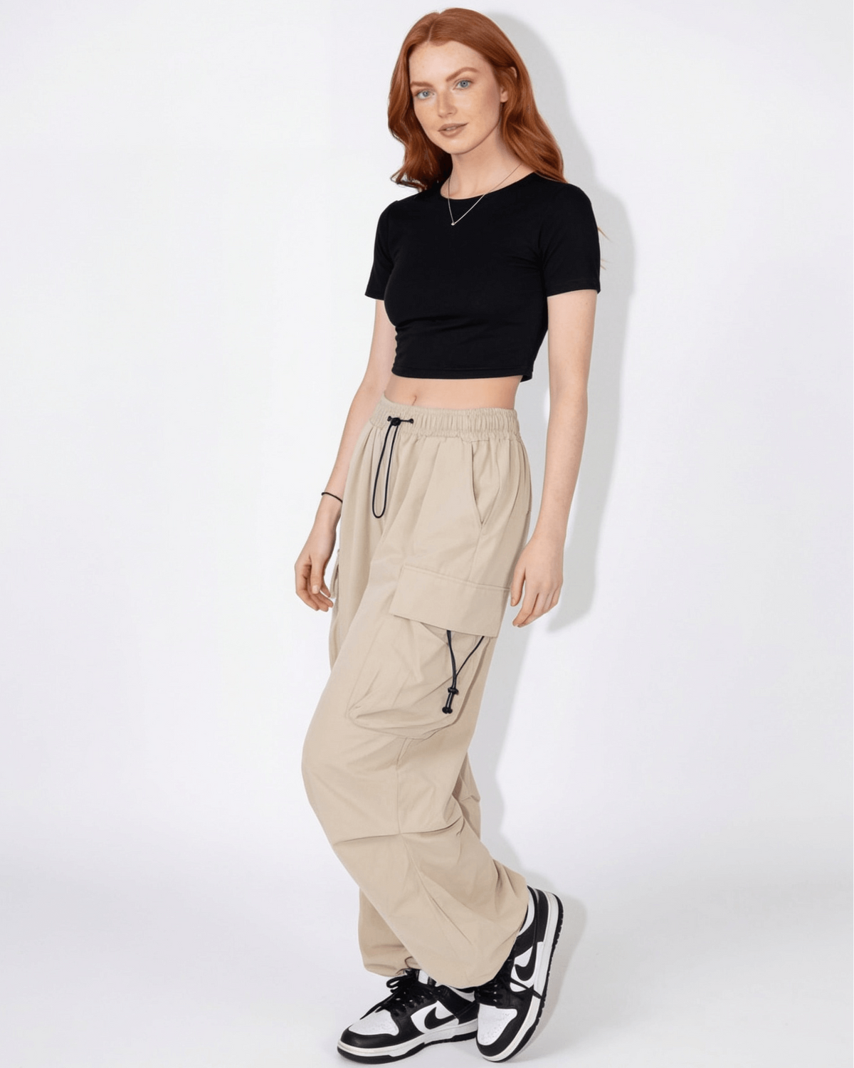 Ruched Parachute Cargo Trousers