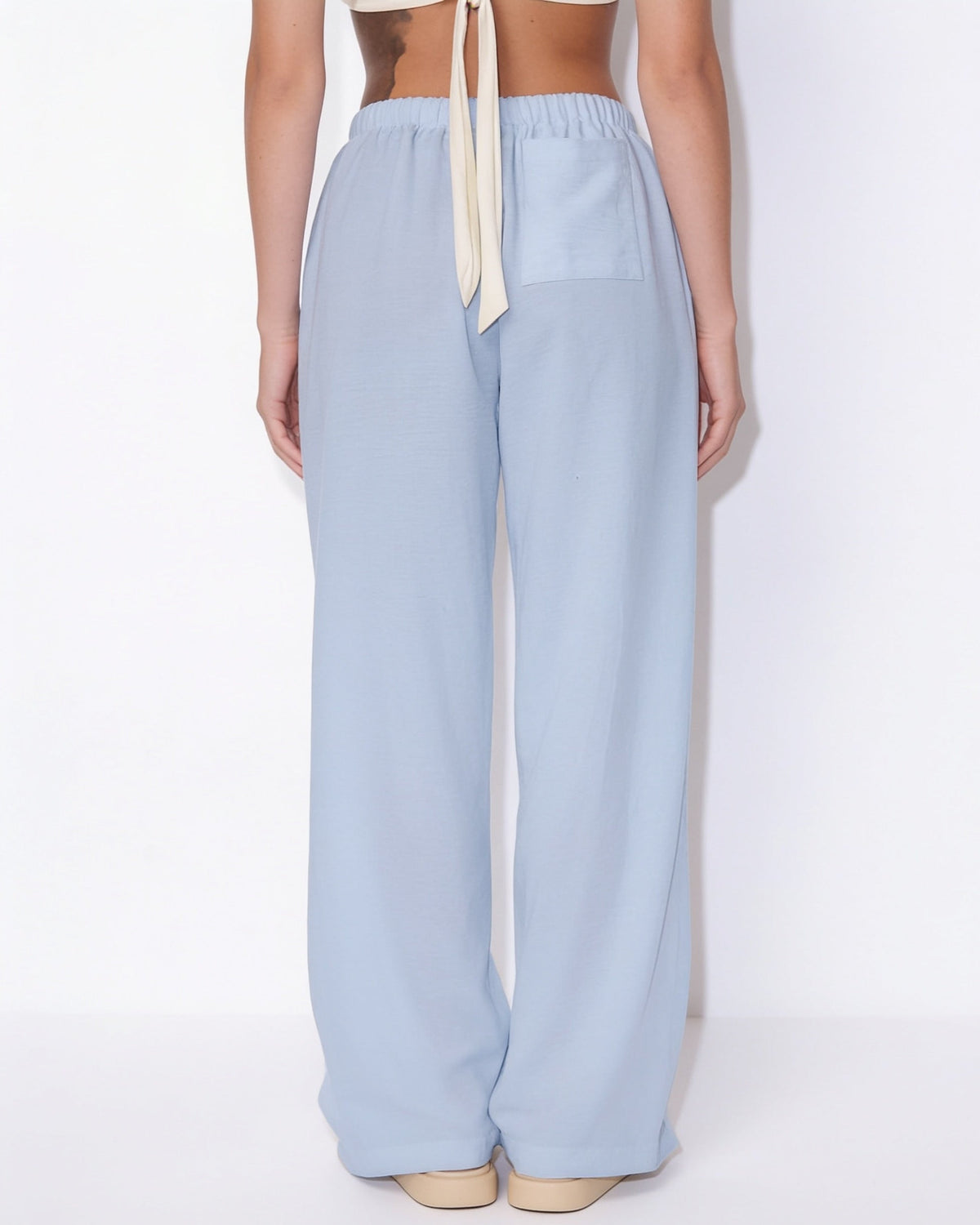 High-Waisted Drawstring Palazzo Trousers
