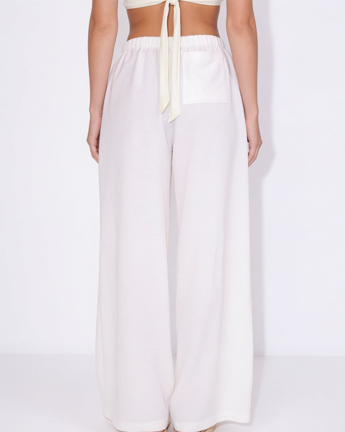 High-Waisted Drawstring Palazzo Trousers
