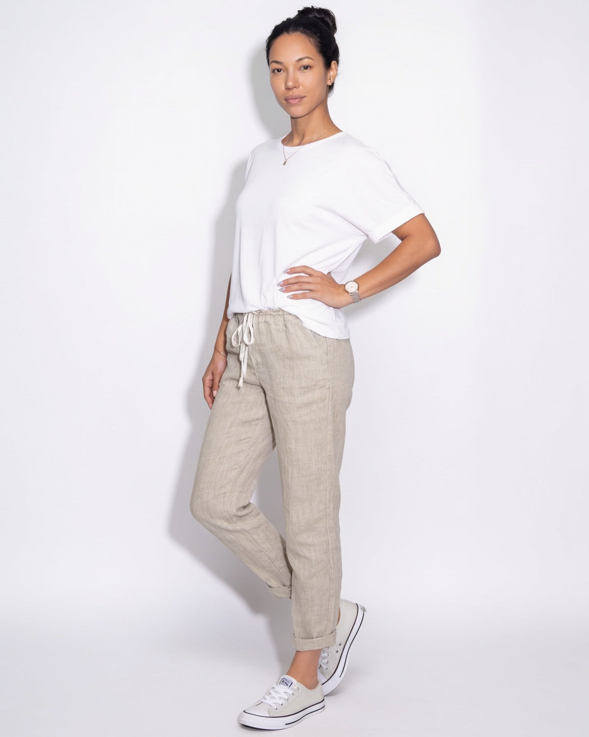 Cotton Linen Drawstring Trousers