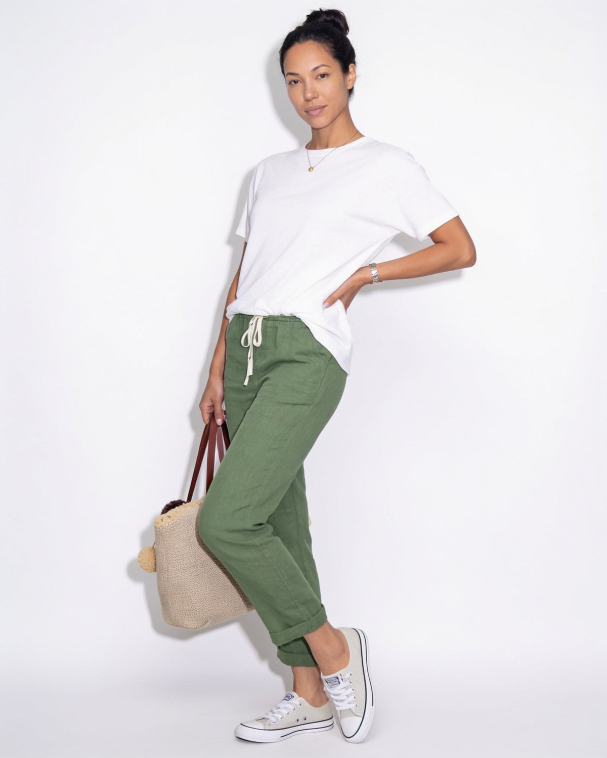 Cotton Linen Drawstring Trousers