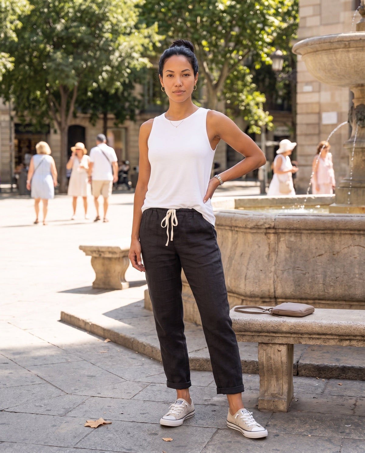Cotton Linen Drawstring Trousers