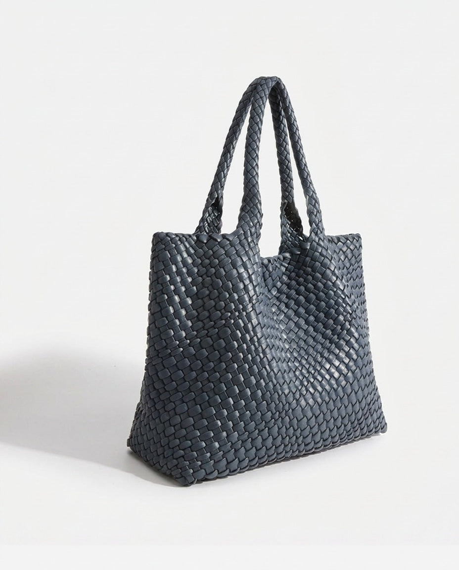 Woven Panel Tote Bag