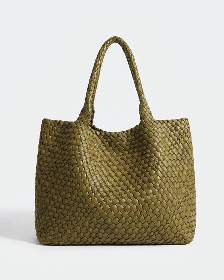 Woven Panel Tote Bag