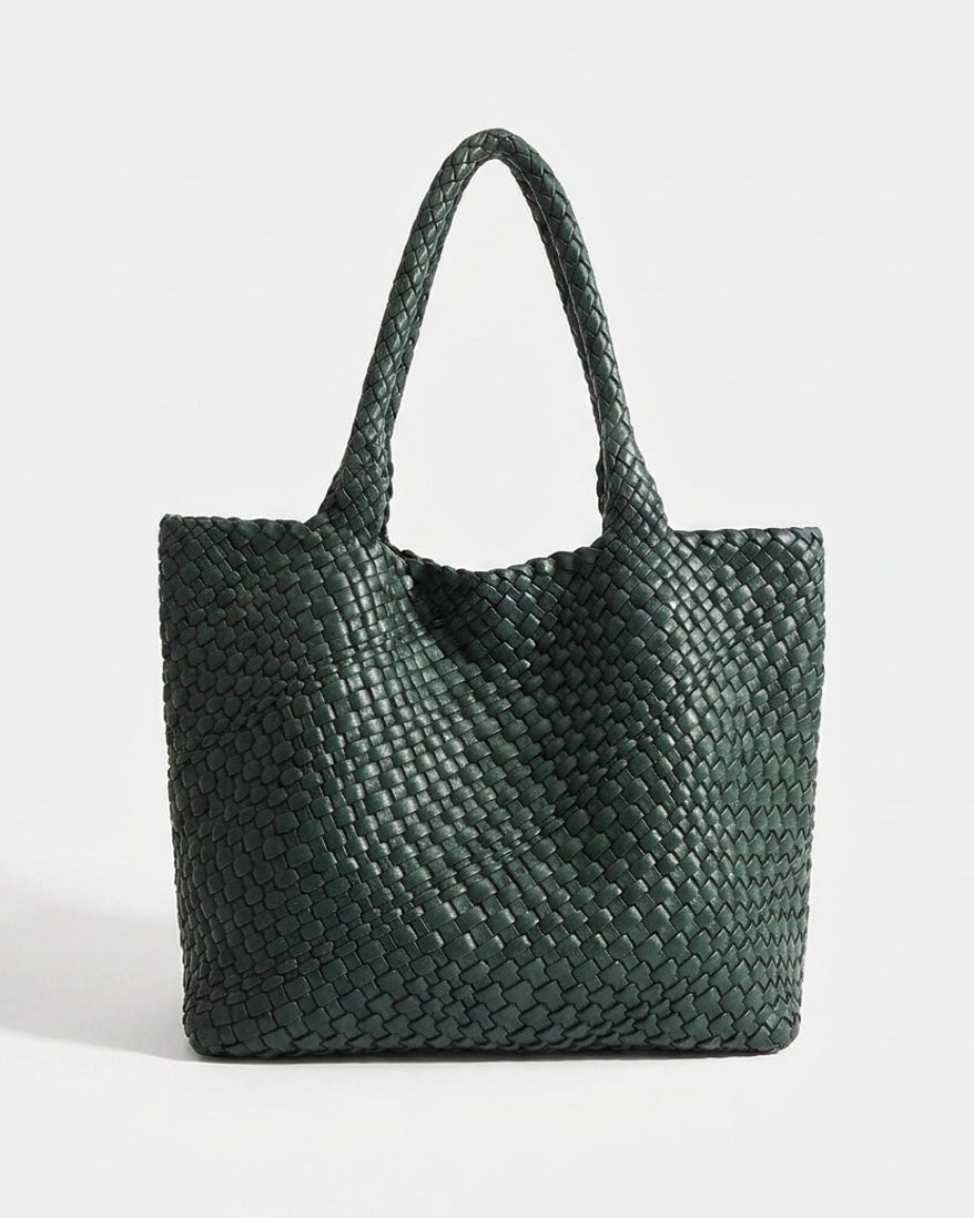 Woven Panel Tote Bag