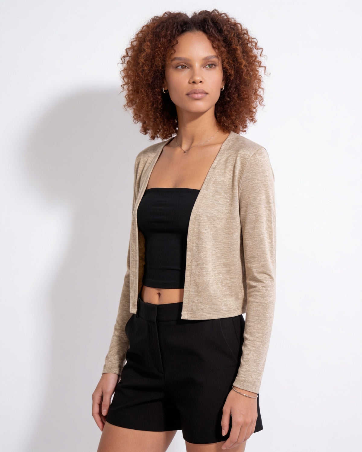 Sheer Open-Front Cropped Cardigan