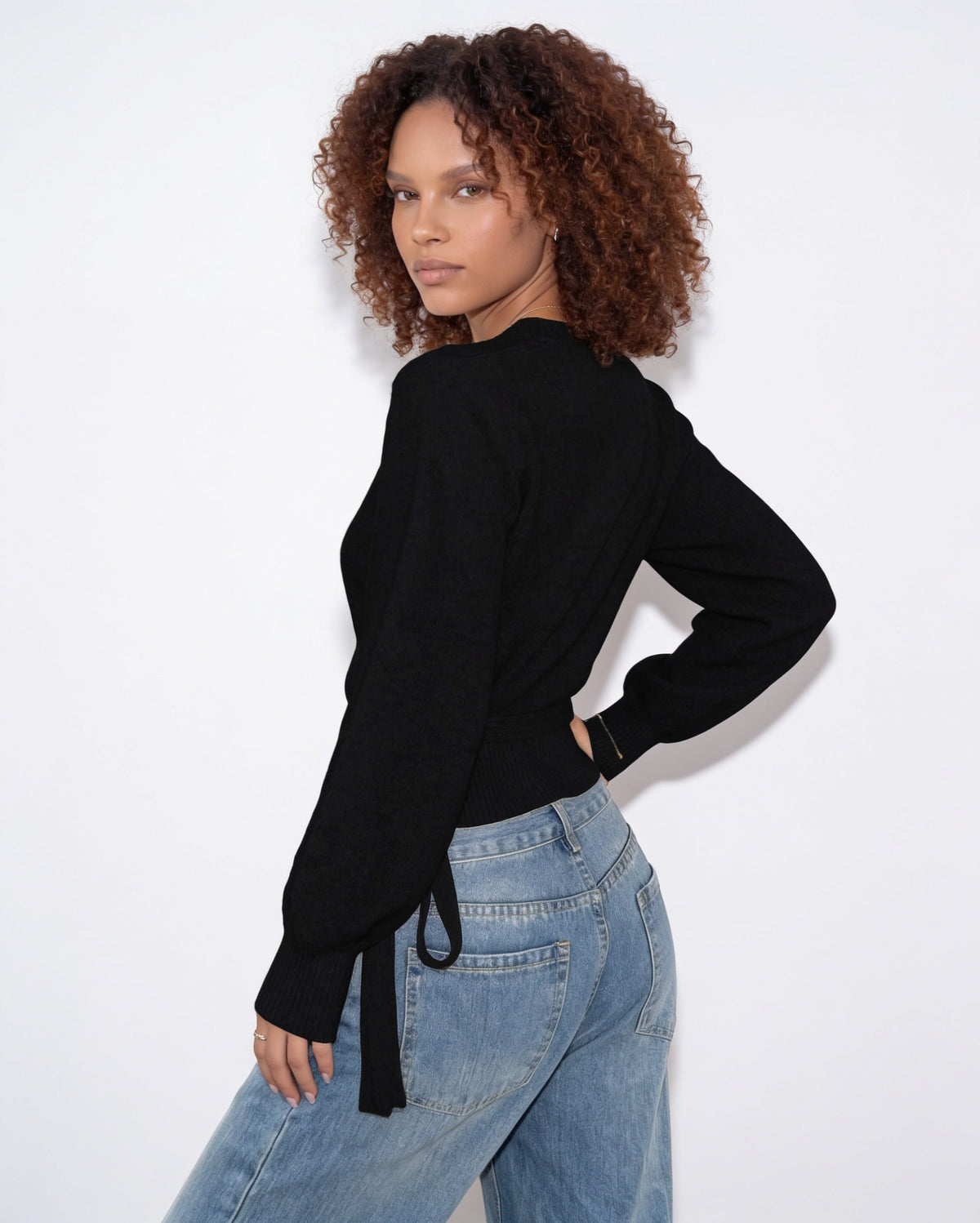Wrap V-Neck Cropped Jumper