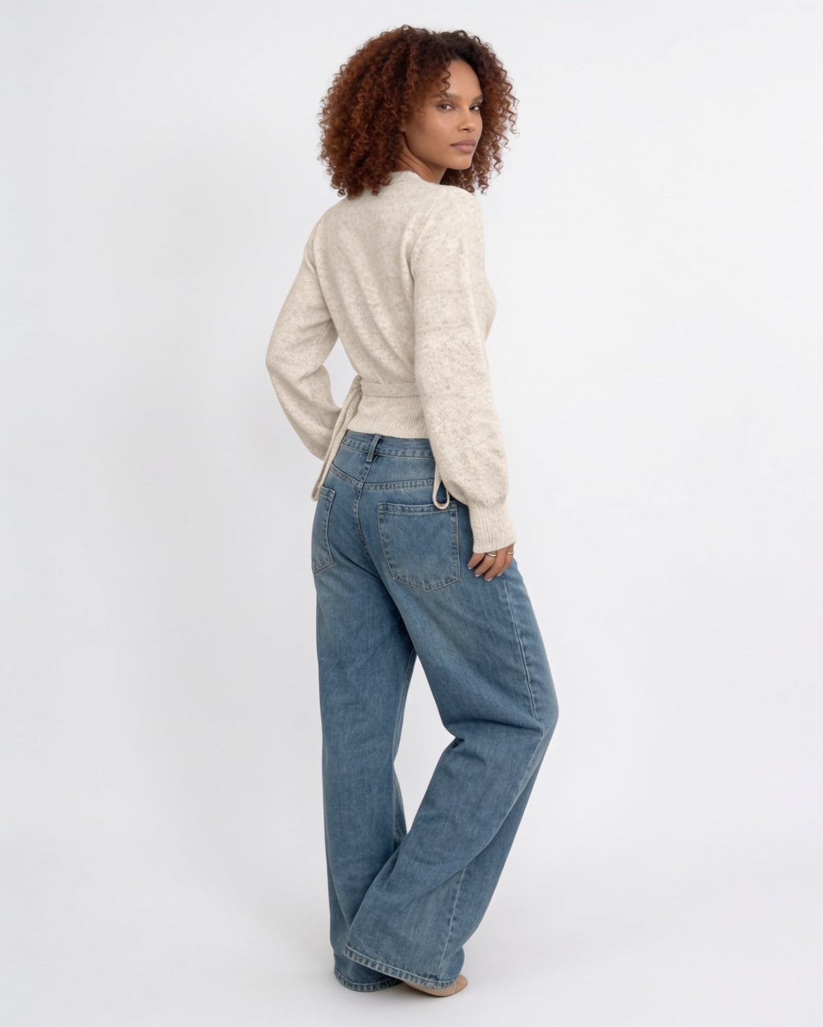 Wrap V-Neck Cropped Jumper
