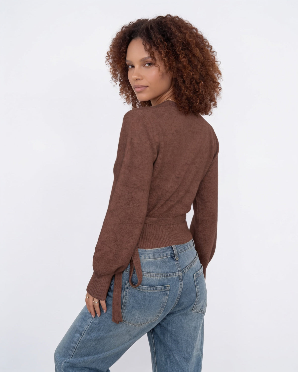 Wrap V-Neck Cropped Jumper