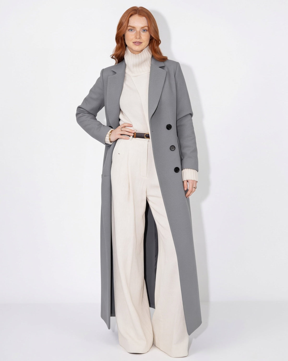 Notch Lapel Single-Breasted Maxi Coat