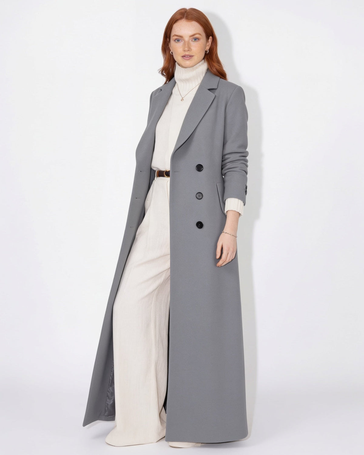 Notch Lapel Single-Breasted Maxi Coat