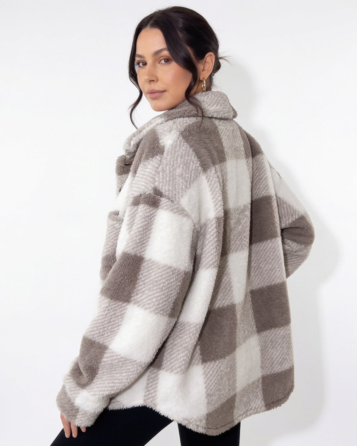 Oversized Buffalo Check Fleece Shacket