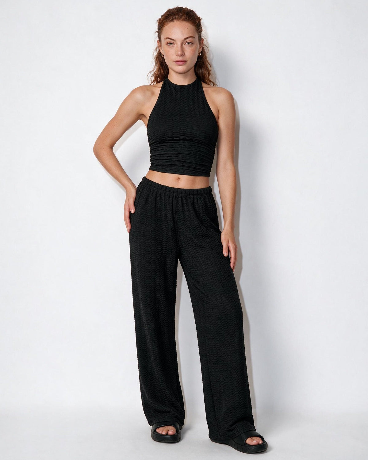 Halterneck Open-Back Wide-Leg Co-ord