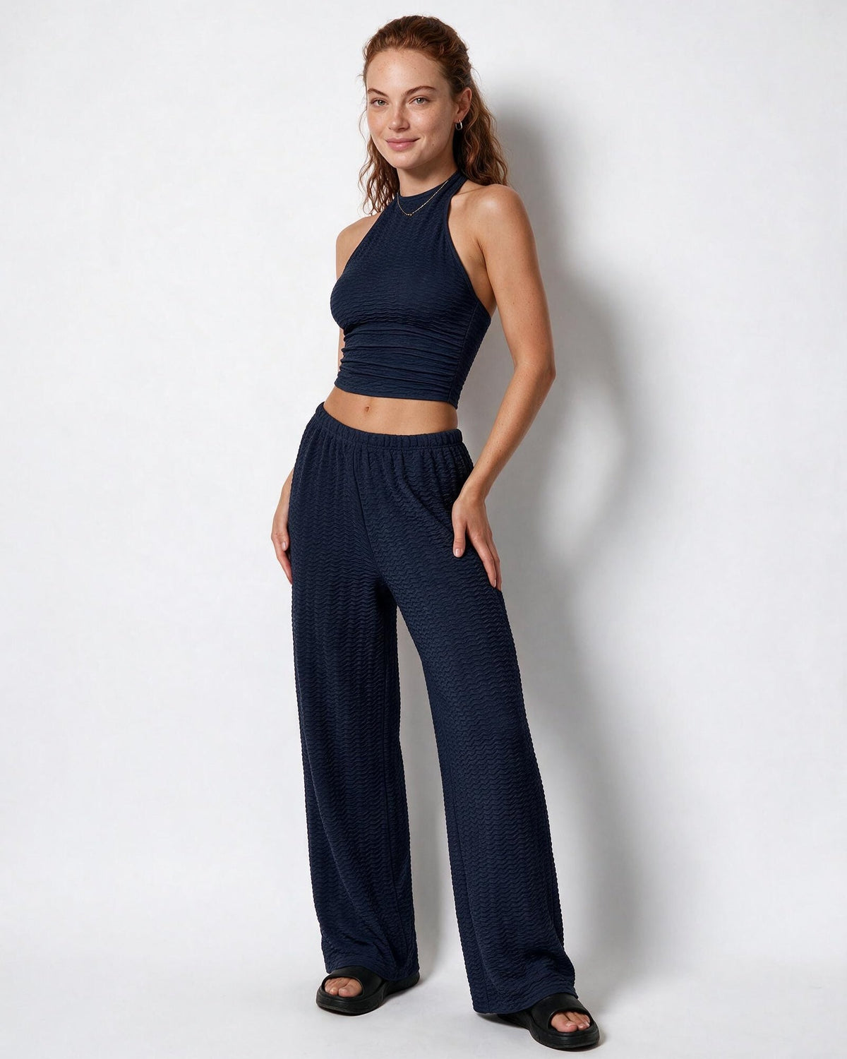 Halterneck Open-Back Wide-Leg Co-ord