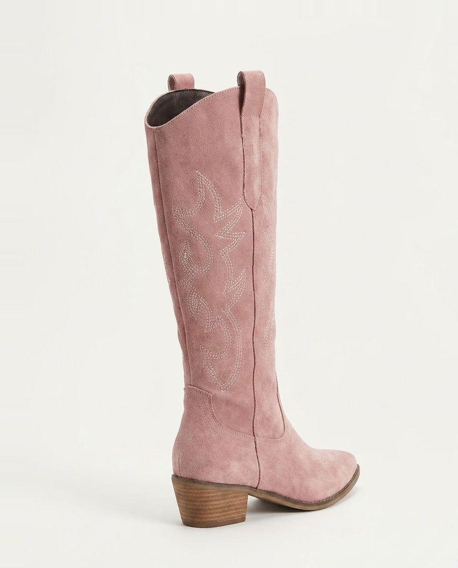 Embroidered Knee-High Western Boots