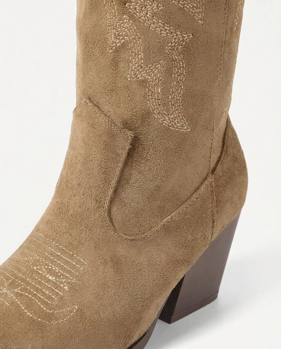 Embroidered Knee-High Western Boots