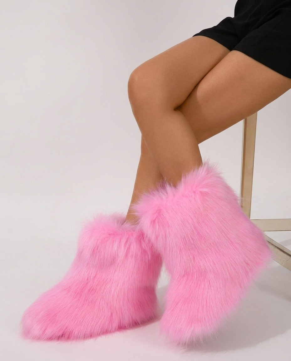 Chunky Shaggy Ankle Boots