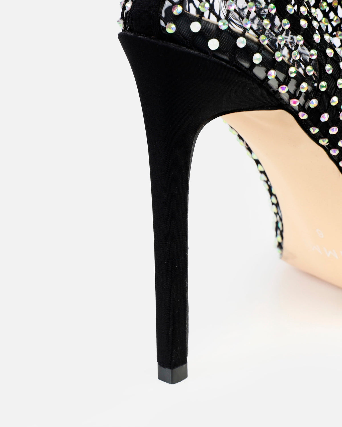 Rhinestone Mesh Stiletto Ankle Boots