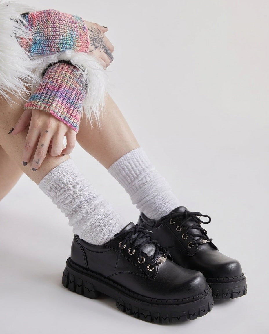Chunky Lug Sole Lace-Up Boots