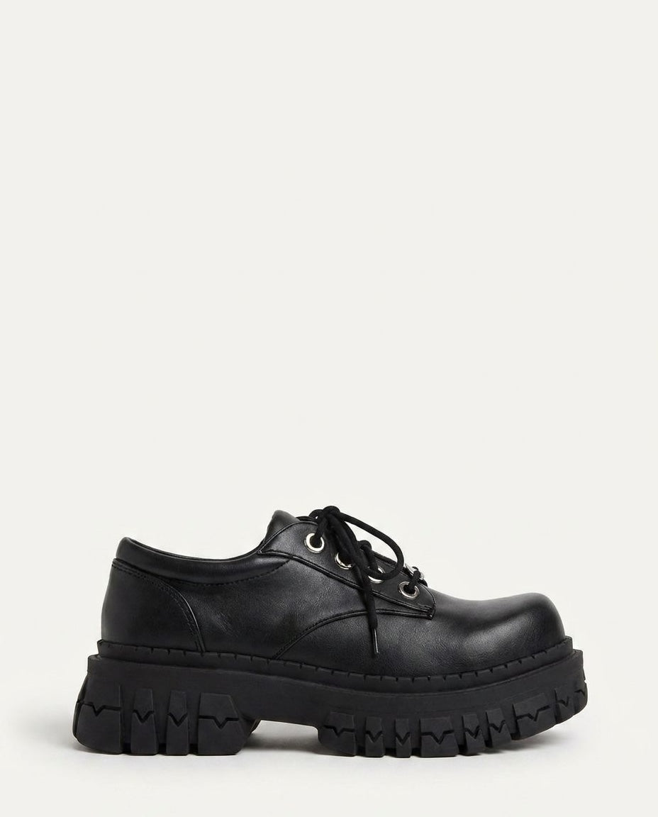 Chunky Lug Sole Lace-Up Boots