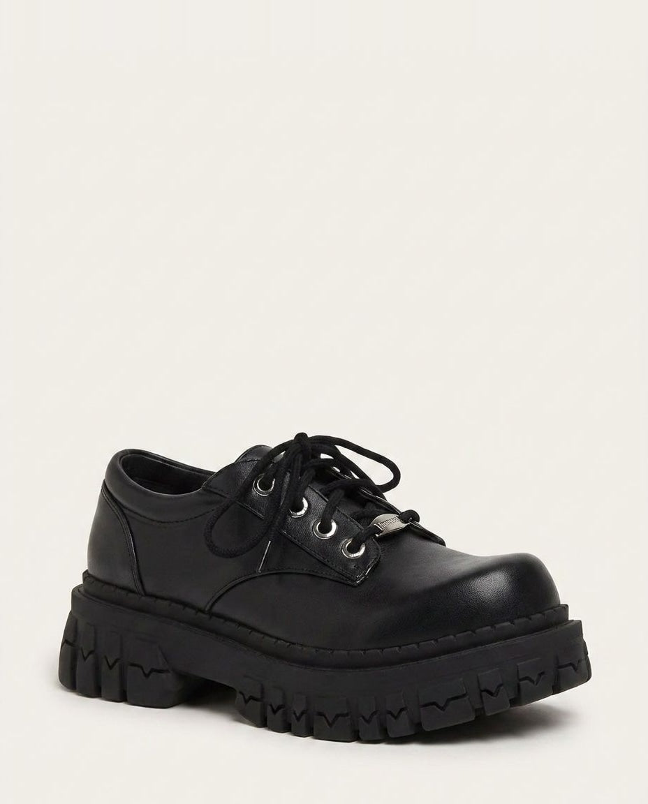 Chunky Lug Sole Lace-Up Boots