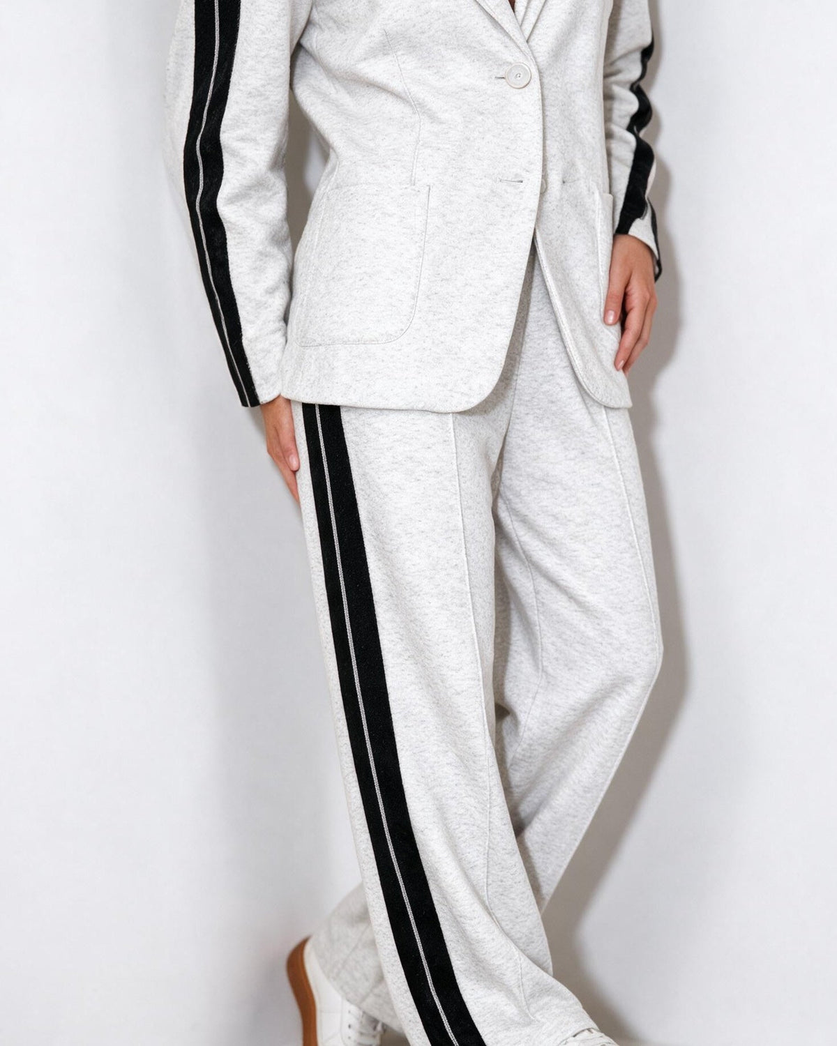 Contrast Stripe Wide-Leg Blazer Co-ord