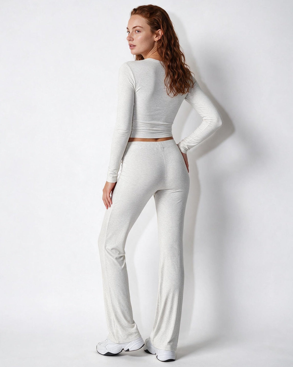 Cropped Flared-Leg Tie-Waist Loungewear