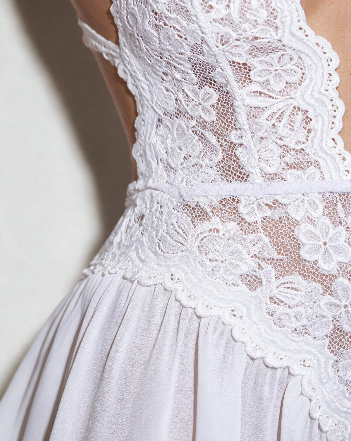 Lace Halter Teddy With Ruffle Skirt