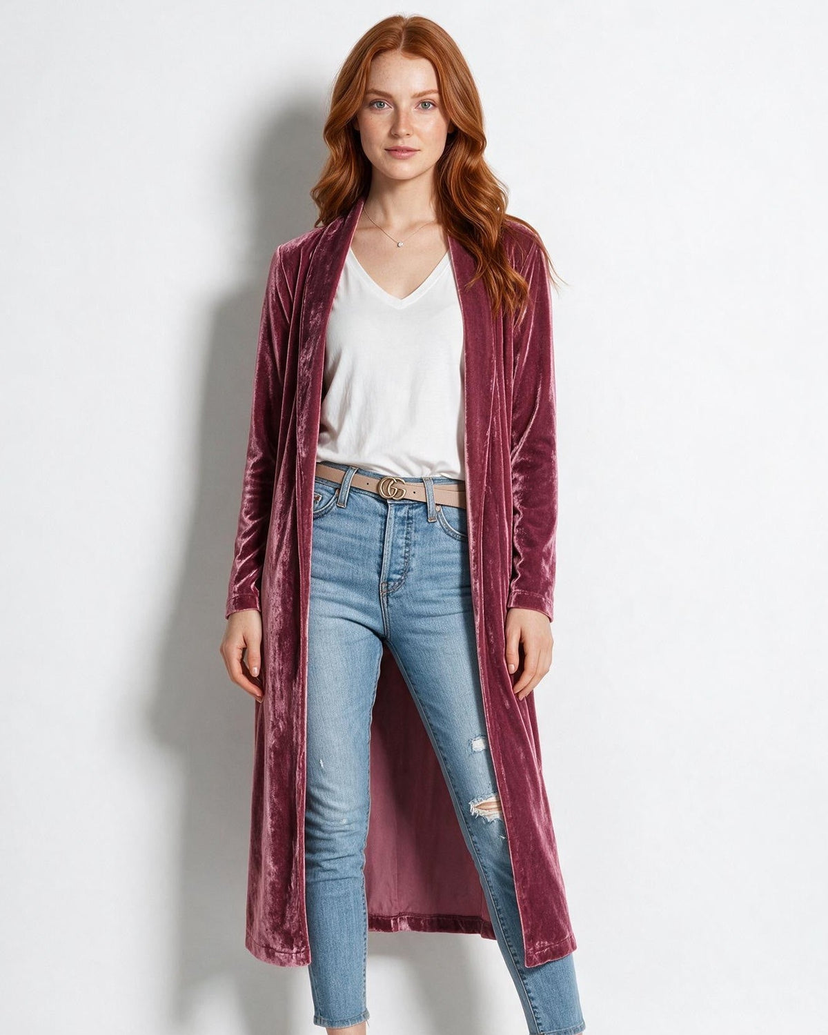 Open Front Shawl Collar Longline Duster Coat