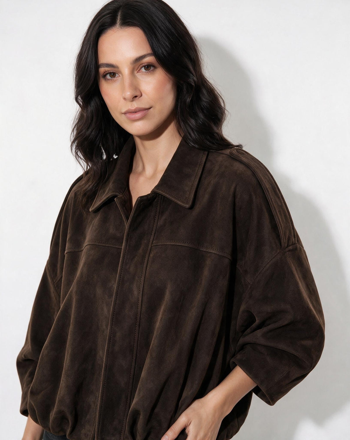 Oversized Cropped Bomber Jacket