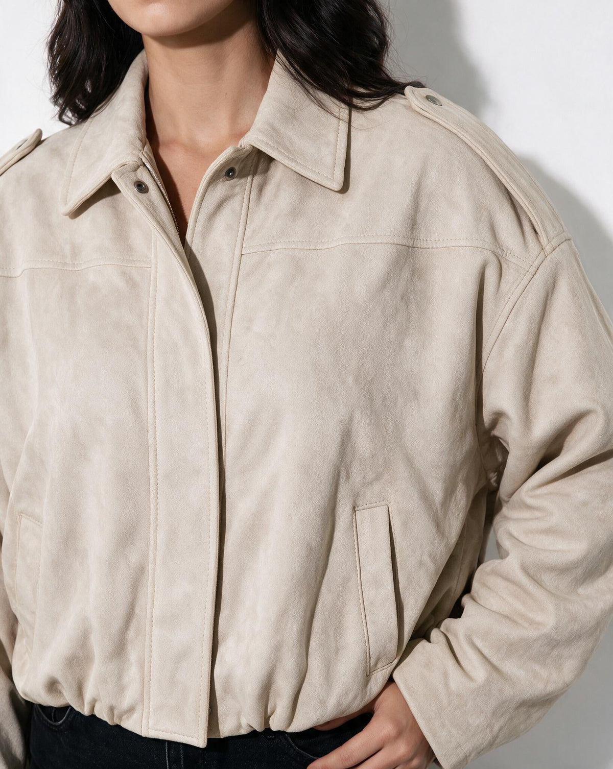 Oversized Cropped Bomber Jacket