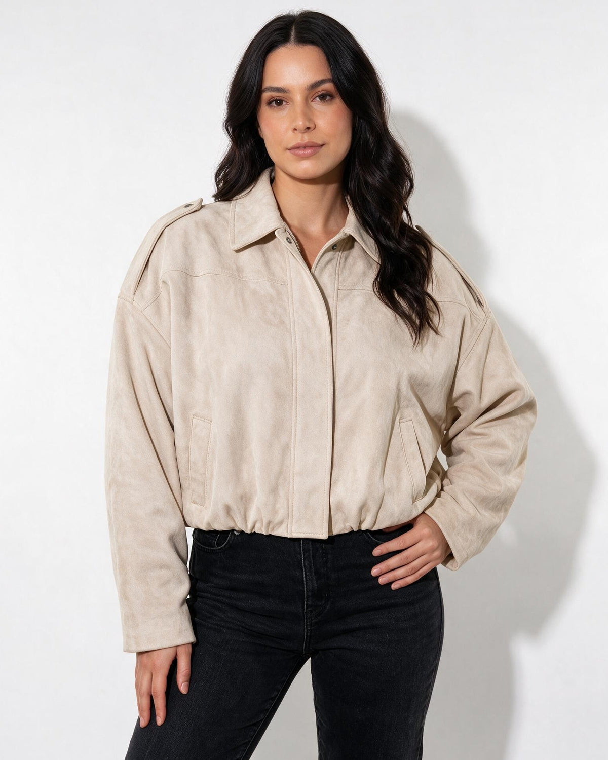 Oversized Cropped Bomber Jacket