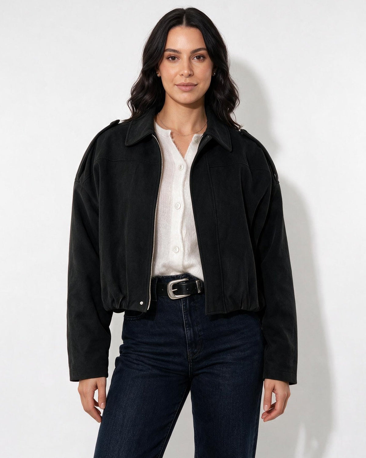 Oversized Cropped Bomber Jacket