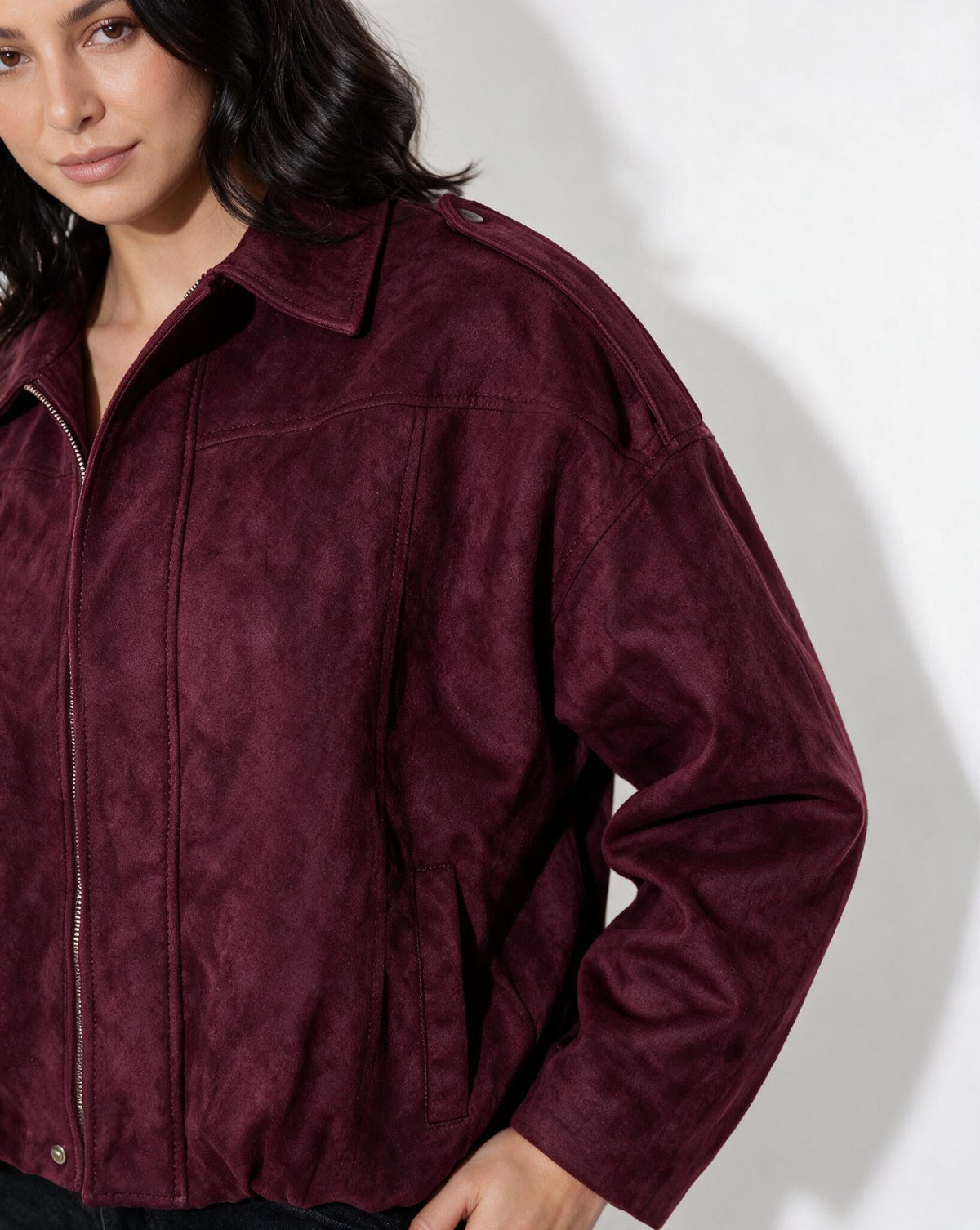 Oversized Cropped Bomber Jacket