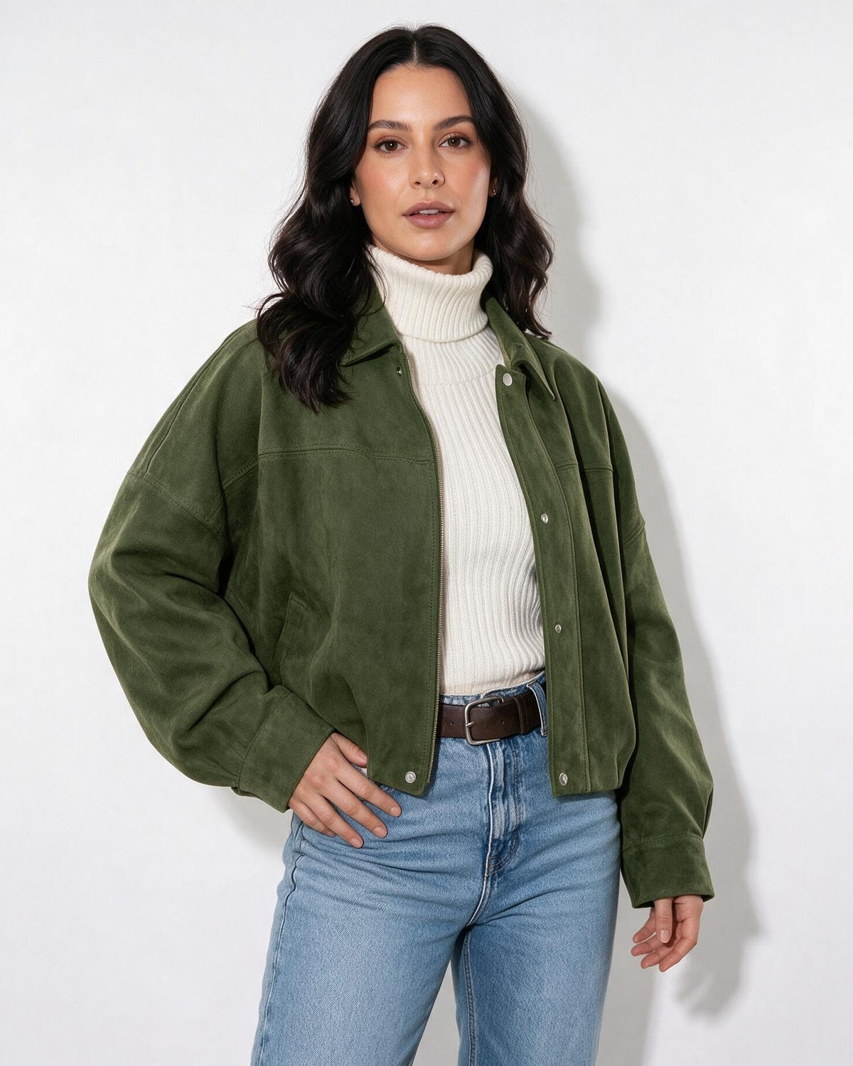 Oversized Cropped Bomber Jacket