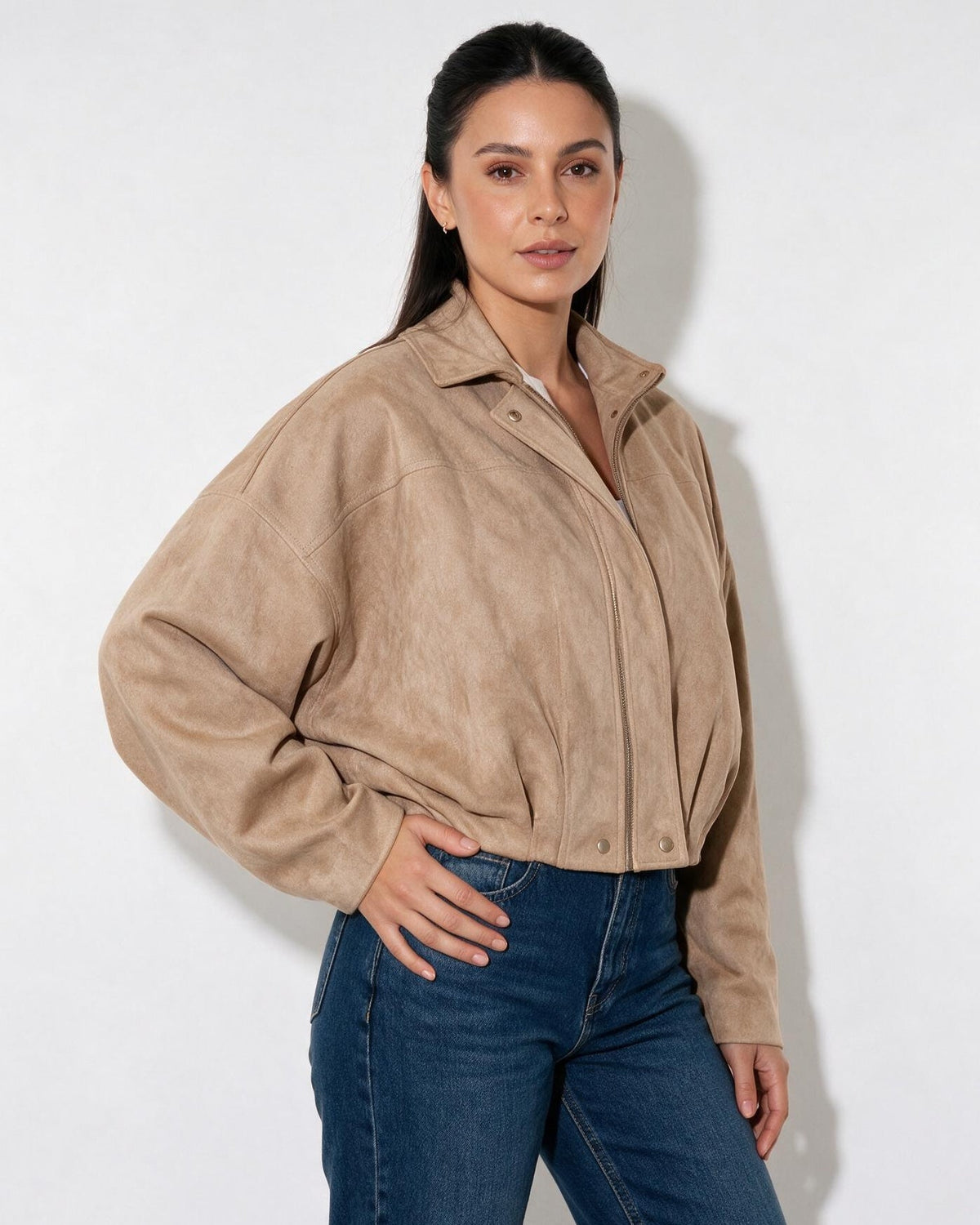 Oversized Cropped Bomber Jacket