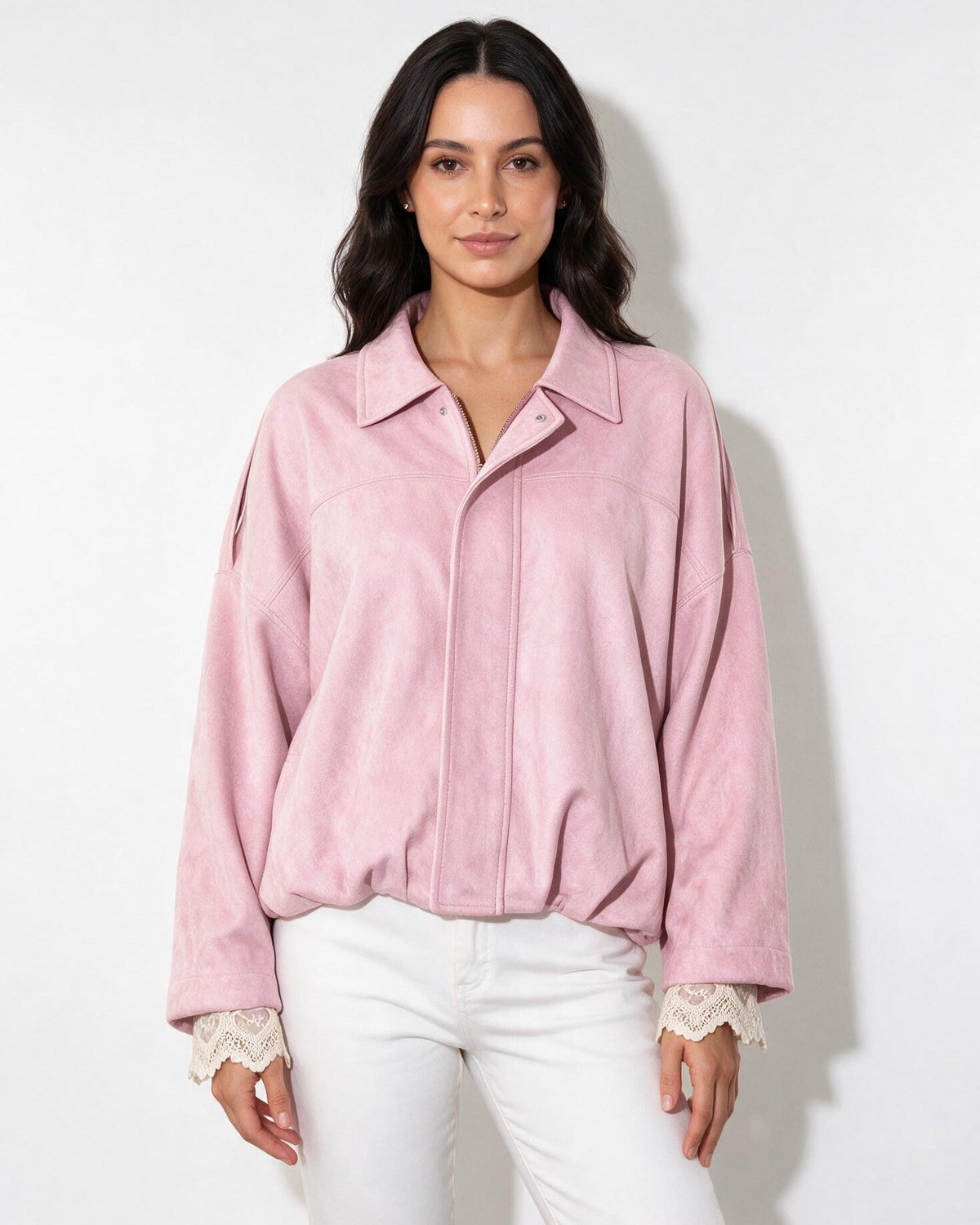 Oversized Cropped Bomber Jacket
