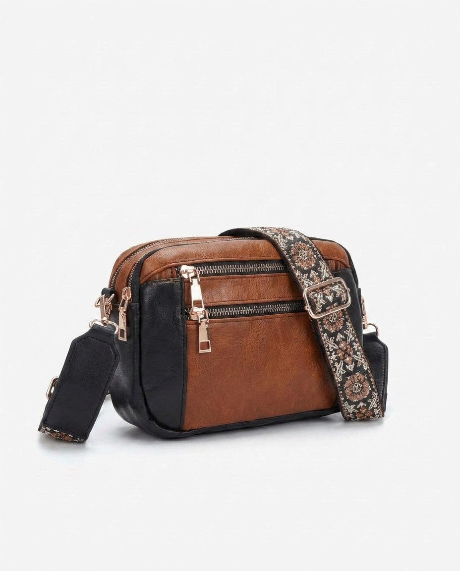 Woven-Strap Boxy Crossbody Bag
