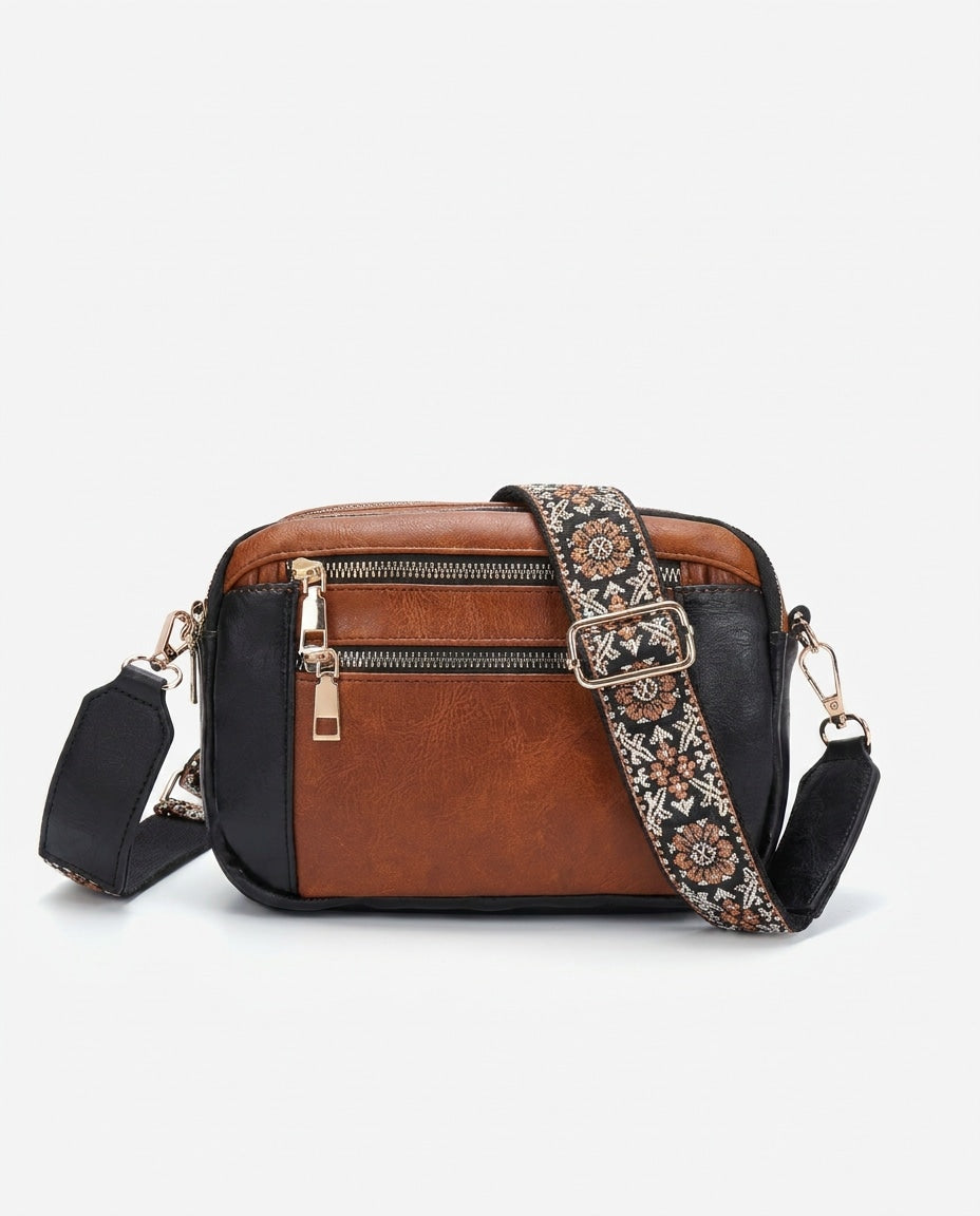 Woven-Strap Boxy Crossbody Bag